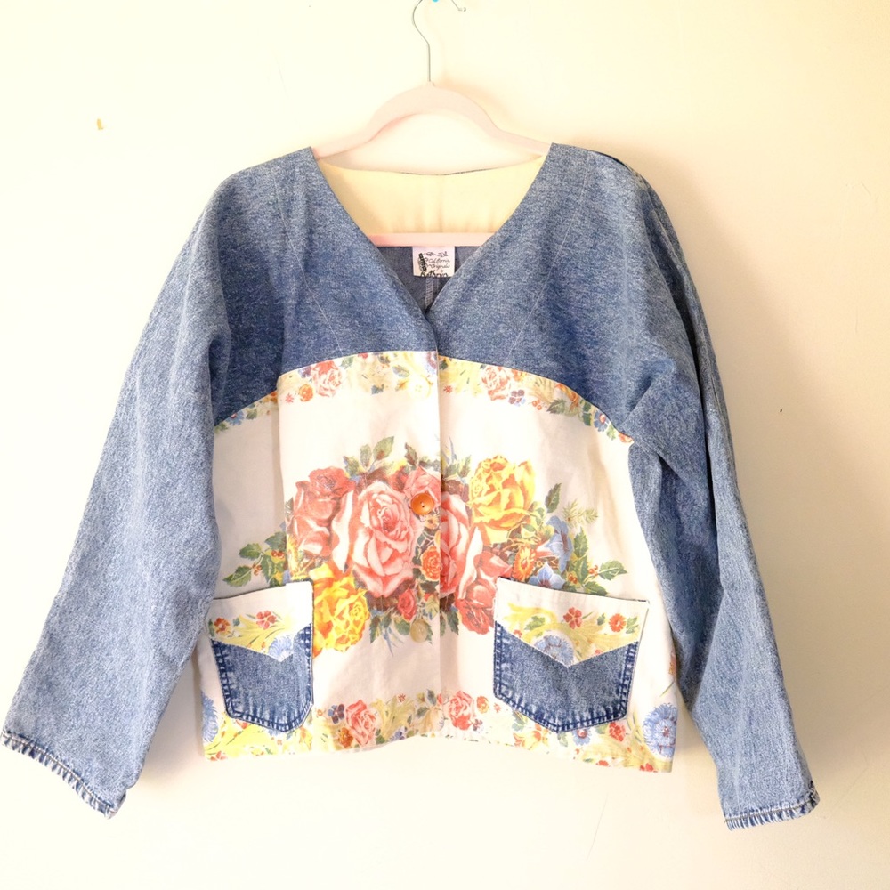 Vintage denim floral jacket